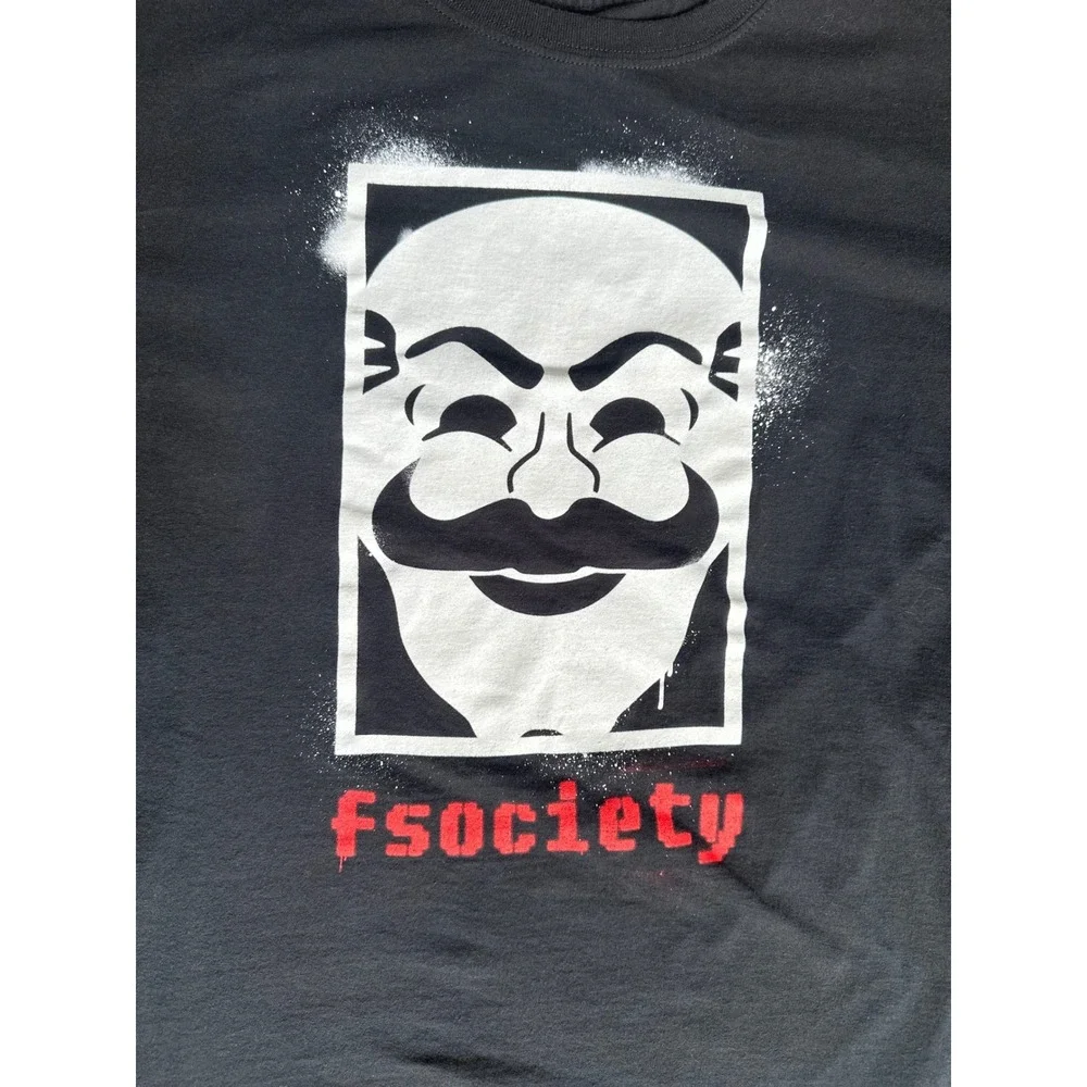 Fsociety Graphic T-Shirt‎ Crew Neck Short Sleeve Top - Picture 7 of 12